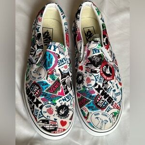 Vans men’s Slip-On Sneakers - Red, Blue, Black Graphic